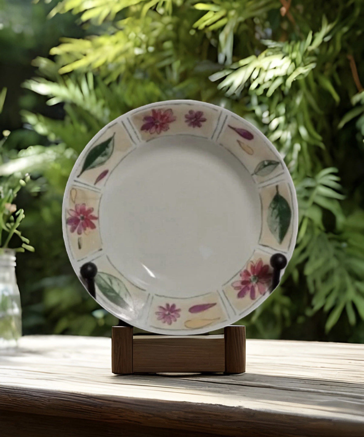 Set of 4 Gibson Designs Sabrina 8” D Coupe Soup Bowls Floral Petals Leaves Rim