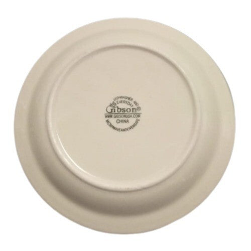 Gibson Designs BELAGIO 2-Bread & Butter Plates 7"D White Dessert Dish Black Band
