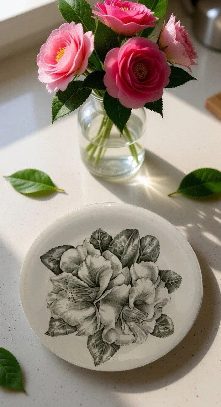 Johnson Brothers Camellia Set of 2 Dinner Plates 10” D Green Floral England