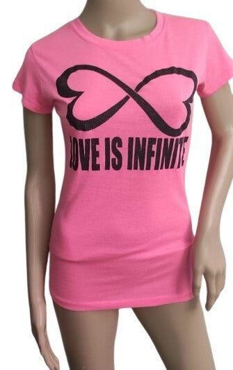 Rue 21 T-Shirt Love is Infinite Pink Crew Neck Cap Sleeves Top M