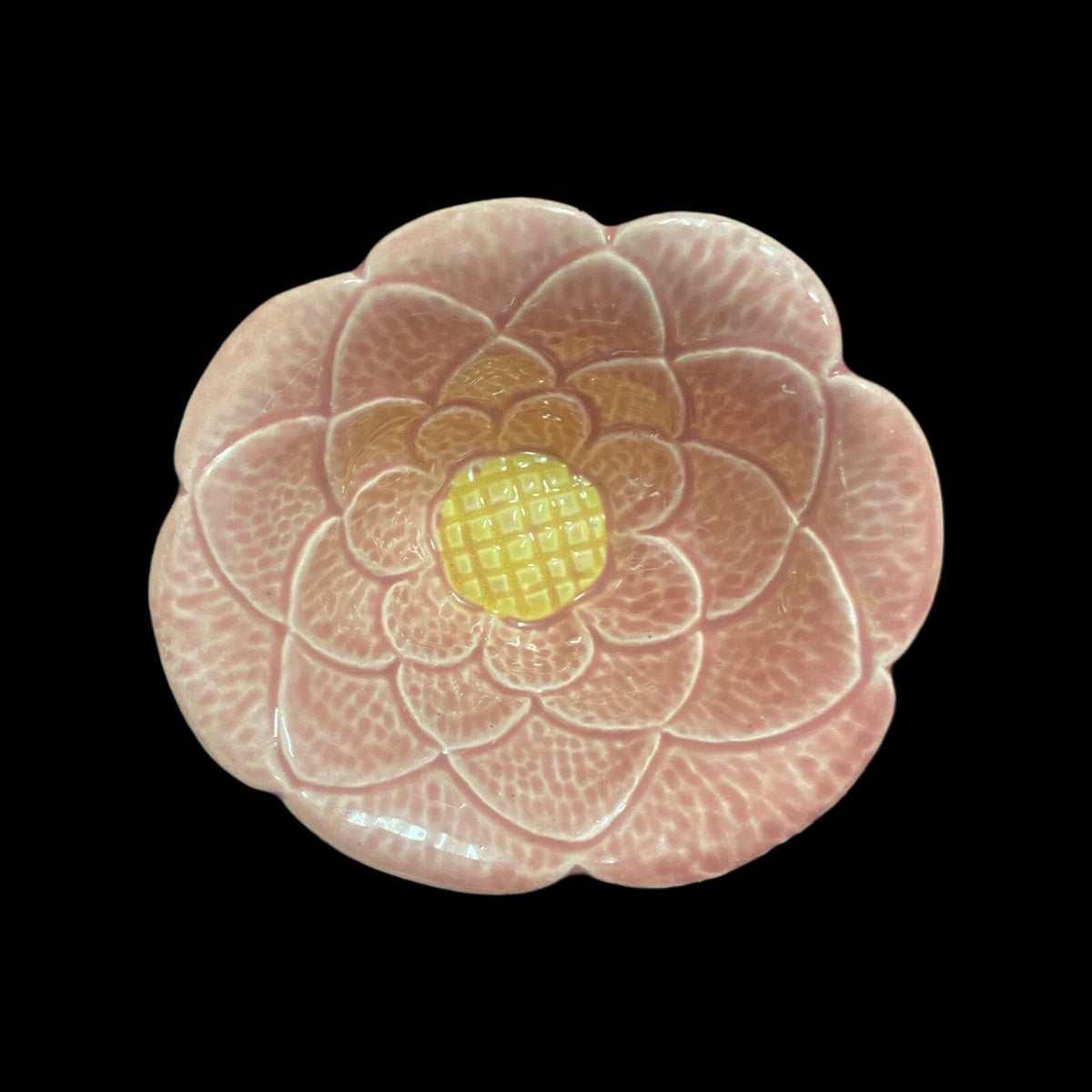Vintage TIC Pottery USA Bowl Pink Cactus Flower Shaped Ceramic Dish Trinket