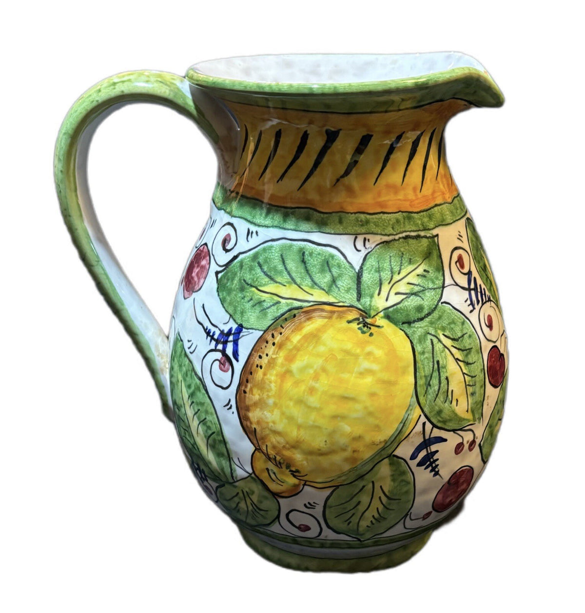 Hand painted Pitcher Dipinto A Mano Ceramic Water Juice Lemonade Cocktail Jug