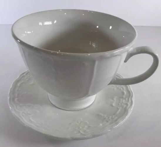 "VERSAILLES" Tabletops Unlimited White Dinnerware Collection Embossed Design