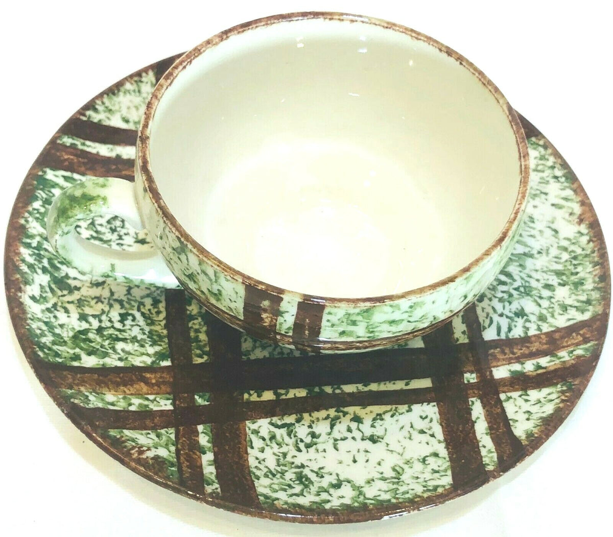 Blue Ridge RUSTIC PLAID Southern Pottery Hand Painted Dinnerware Collection USA