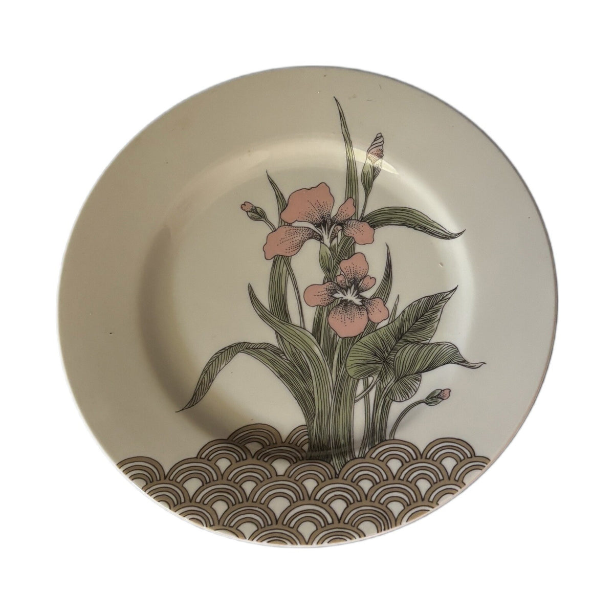 Fitz and Floyd 2-Salad Plates WATER IRIS Porcelain Dessert Appetizer Japan Dish