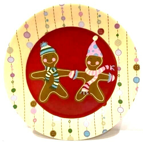 World Market GINGERBREAD 4 Salad Plates Christmas Ceramic Dessert Dishes 8"D