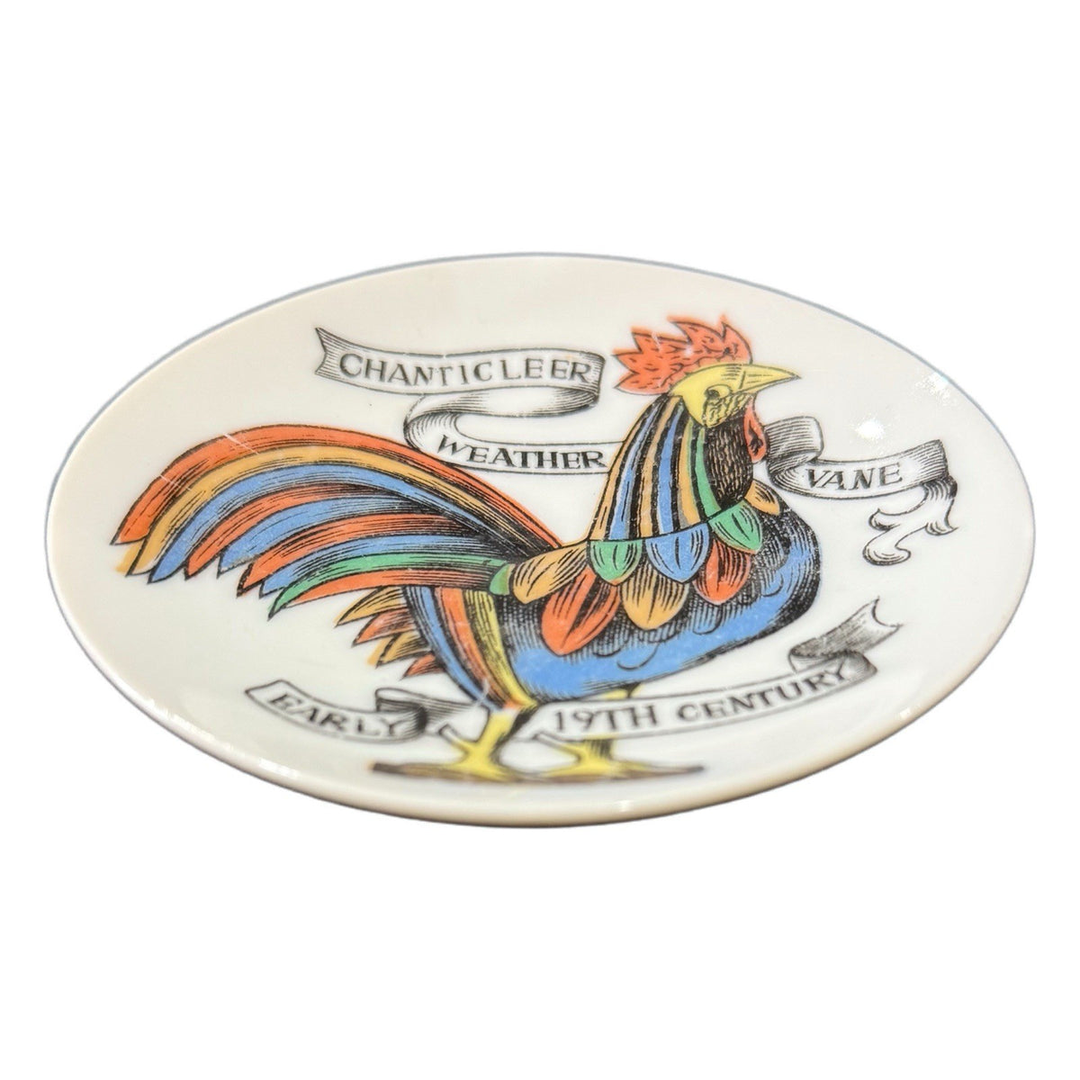 Vintage 4” Chanticleer Rooster Plate Early 19th Century Weather Vane Trinket