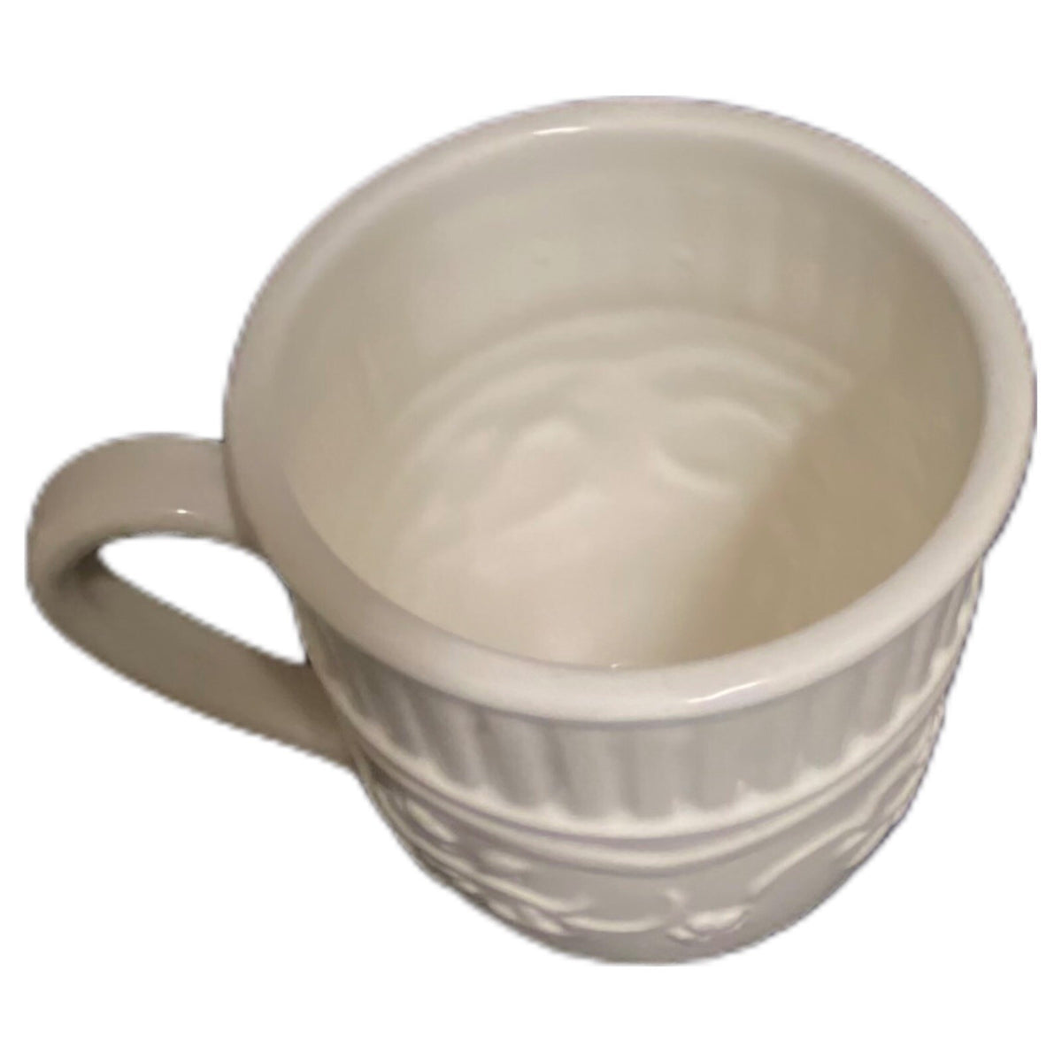 Mikasa AMERICAN COUNTRYSIDE 3- Mugs Earthenware White Tea Cups Embossed Design