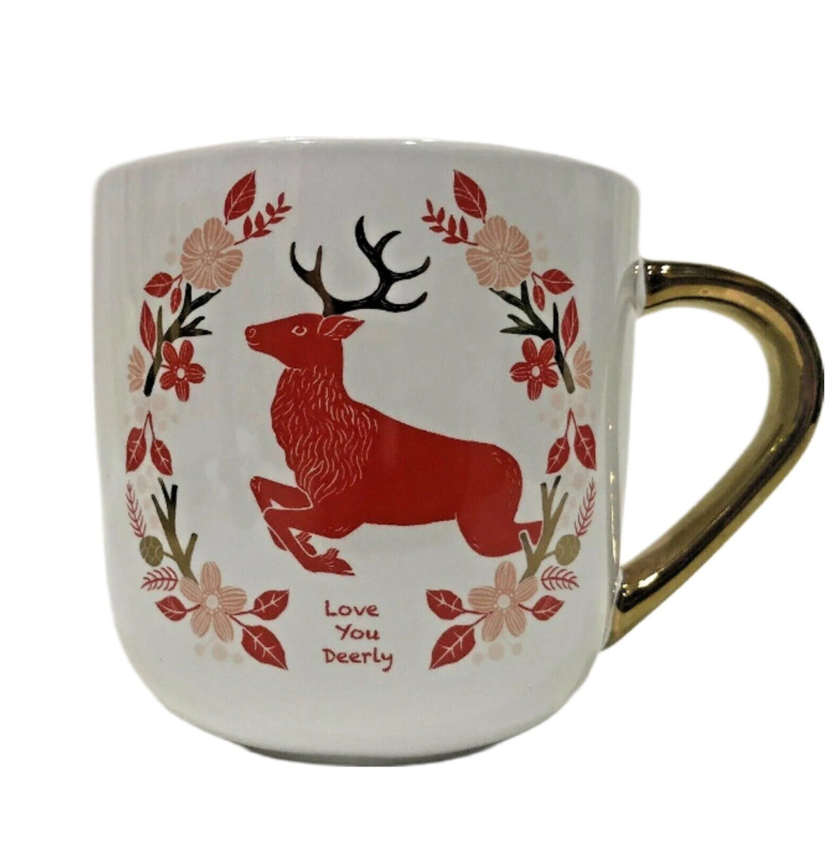 Threshold Mug I LOVE YOU DEERLY Stoneware Coffee Deer Red White Holiday Cup