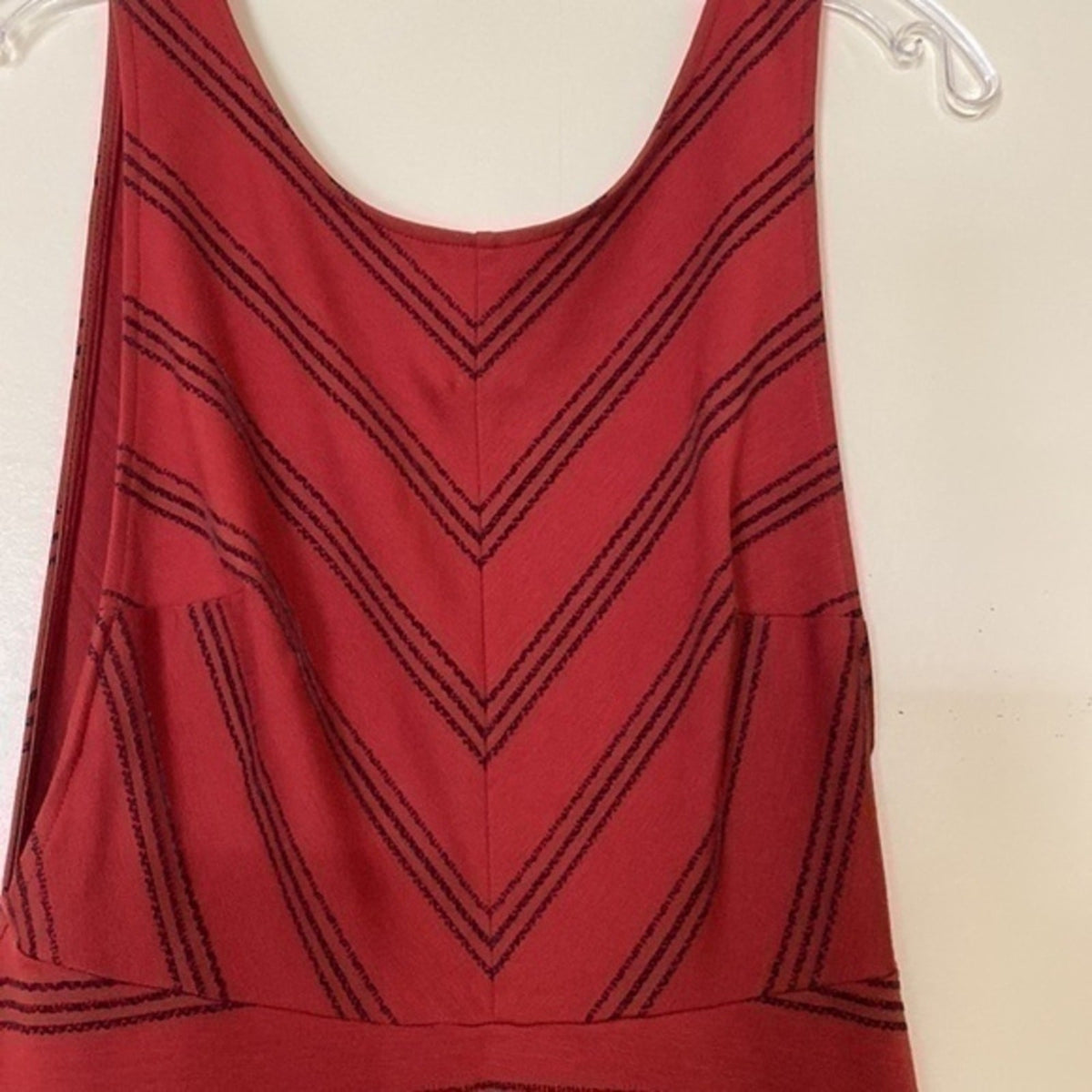 Free People Red/Orange Short Dress Black Velvet Stripes S