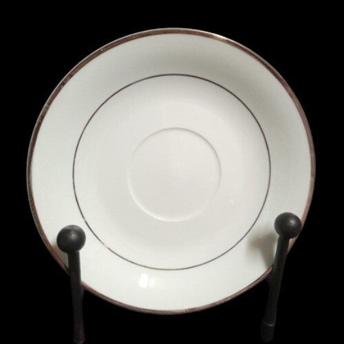 Gibson Designs Anniversary Platinum Cup & Saucer Set of 4 8 oz White China