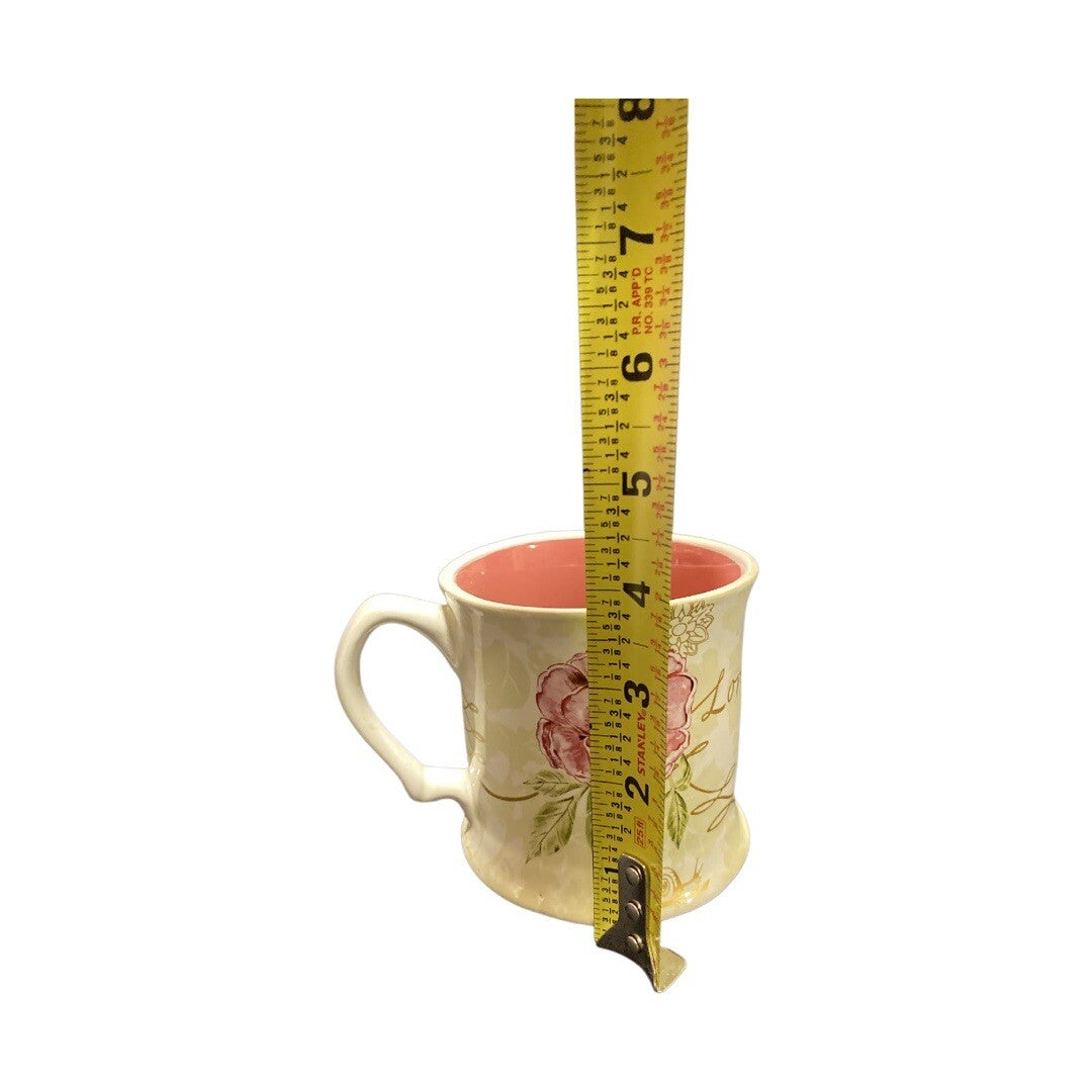 JULIA MINASIAN Coffee Mug Cup Coastline Imports LOVE Stoneware Painted FLORAL