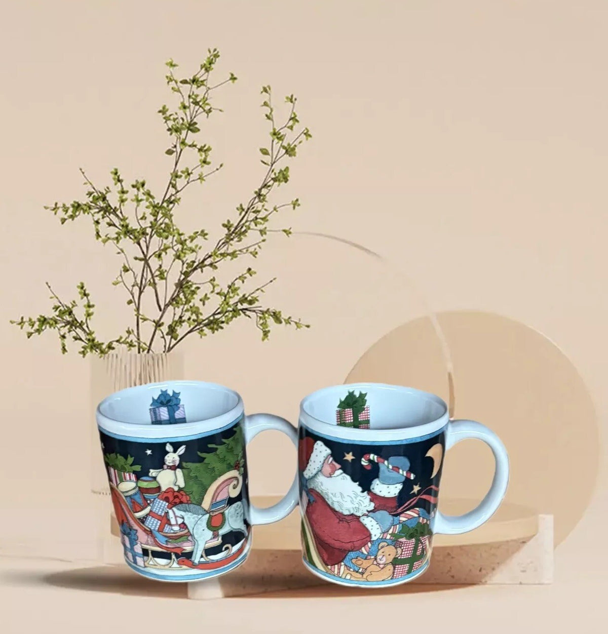 SUSAN WINGET 2-Mugs Certified Int’l Winter Coffee Tea Ceramic Holiday Cups