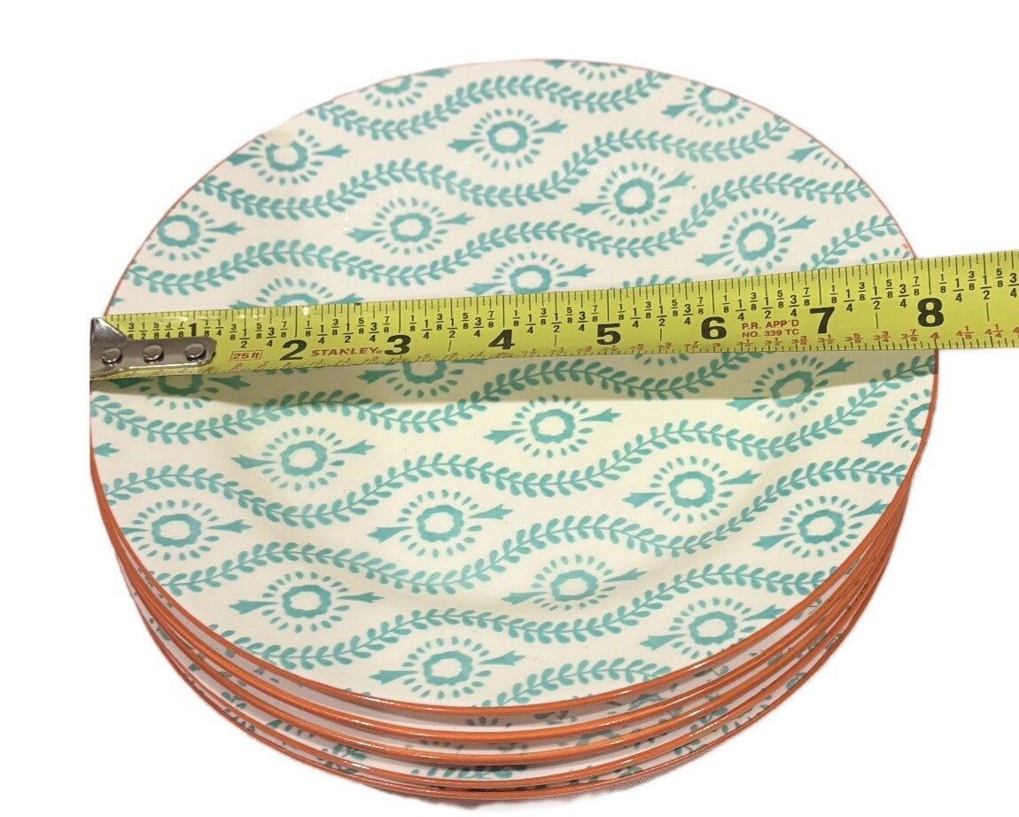 BAUM TANGIER 13 Piece Turquoise Stoneware Set Dinner Salad Plates Bowls & Mugs