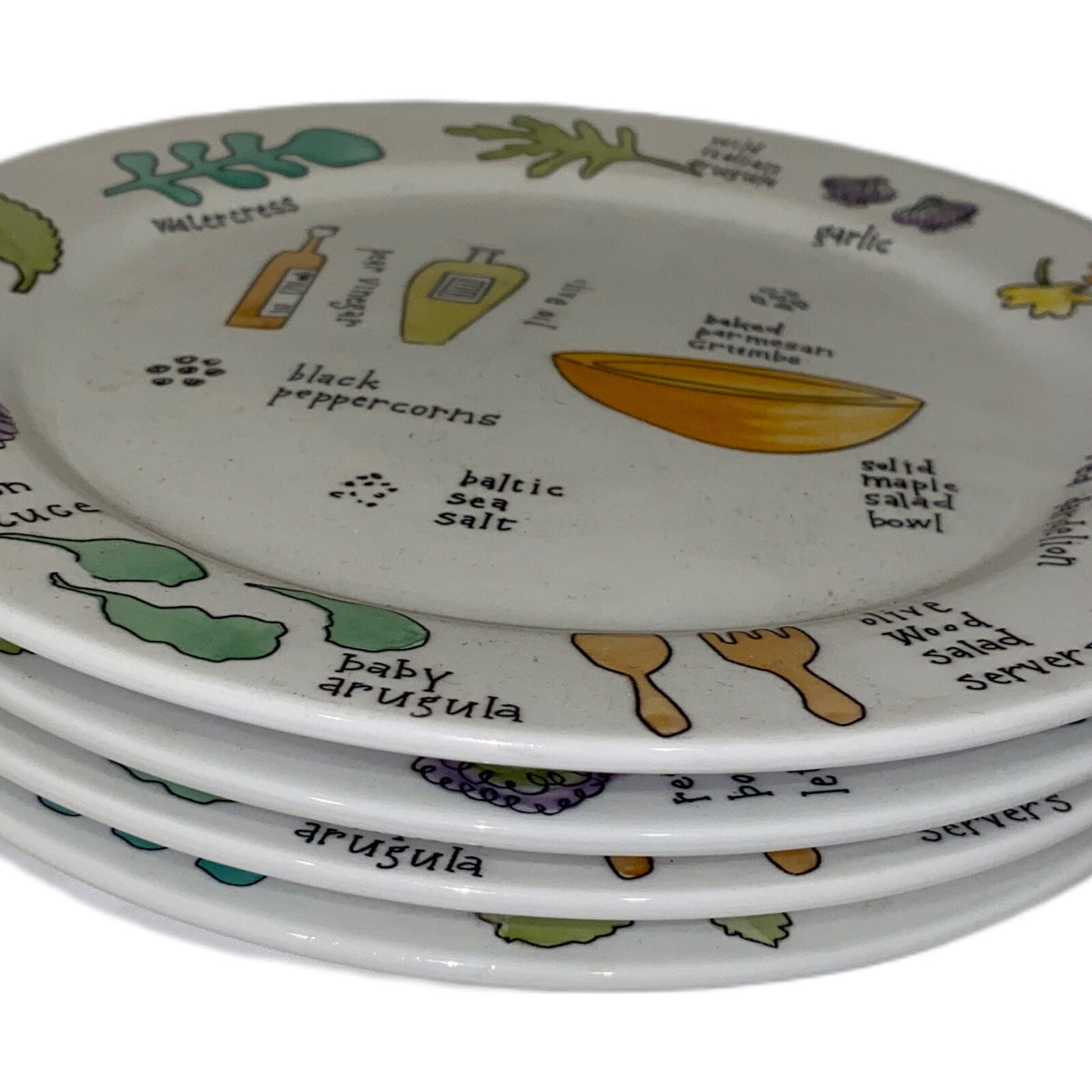 URSULA DODGE SALAD DAYS 4 Luncheon Plates Signature Housewares Salad Dish 9 1/8"