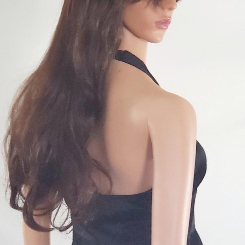 Alyn Paige Black Halter Neck Dress Midi Silhouetted Stretchy Feminine Women M  