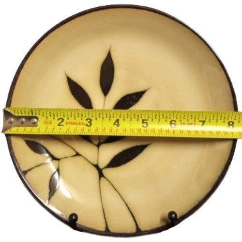 Gibson ELITE MIDNIGHT PALM 4-Salad Plates 8 ¼” D Black Cream Leaves Dessert Dish