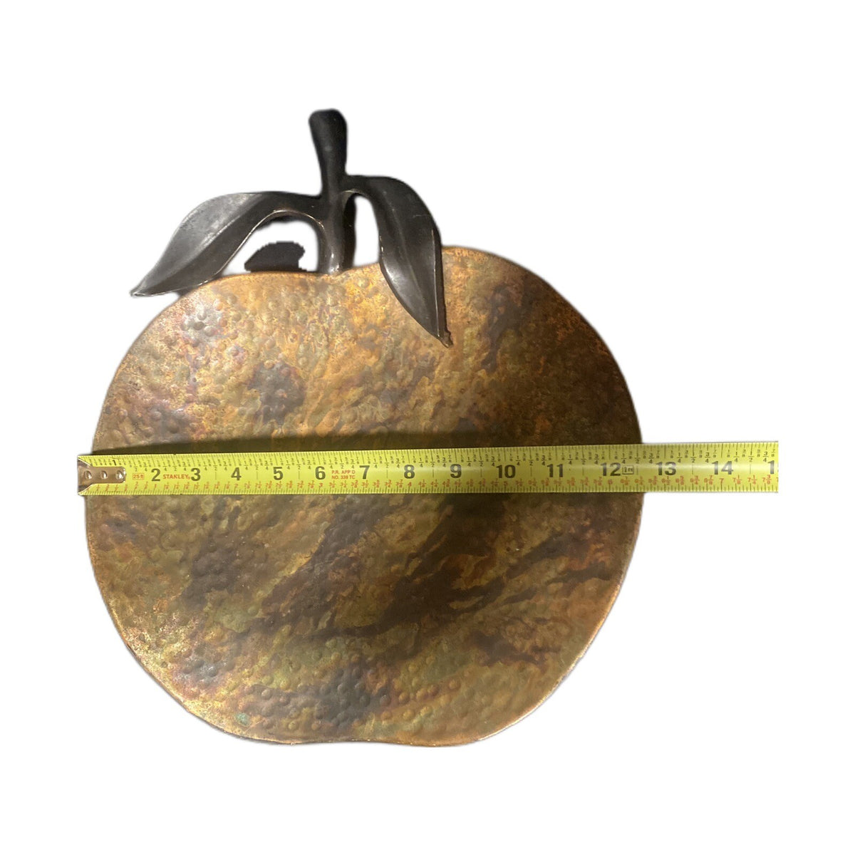 Hammered Tray Apple Shaped Metal Brown Decorative Home Decor India 14” L X 12” W