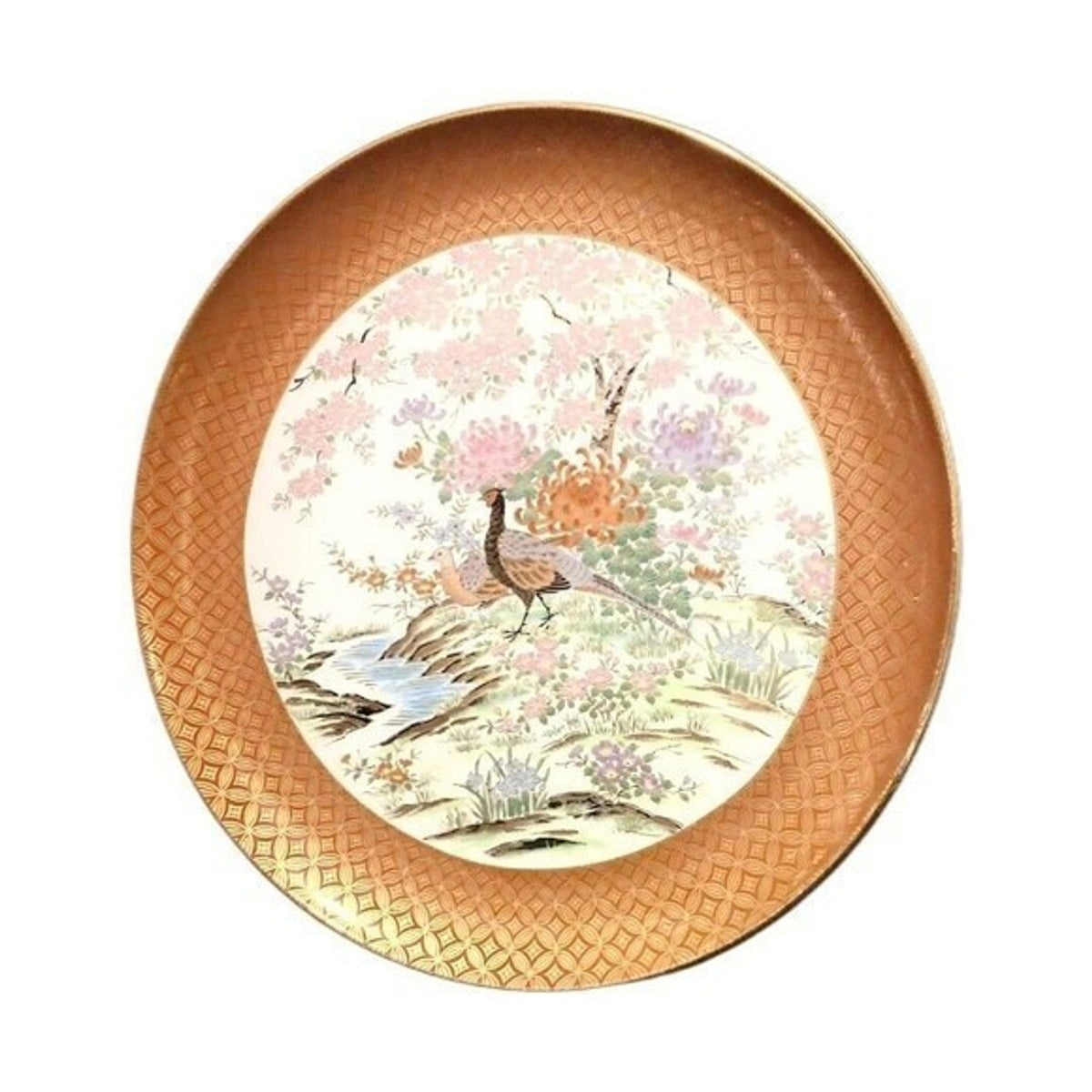 Vintage SHIBATA TOYO Hand-Painted Japanese Porcelain Plate Pheasant Gold Trim