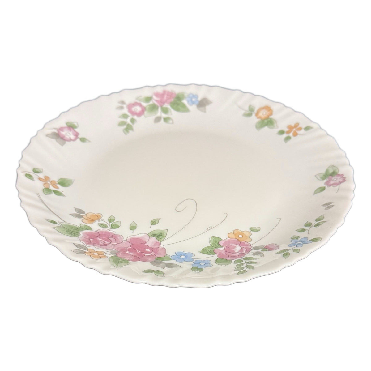 Arcopal France Rosalie 11” Dinner Plates Set of 2 Pink Floral Vintage Opalware