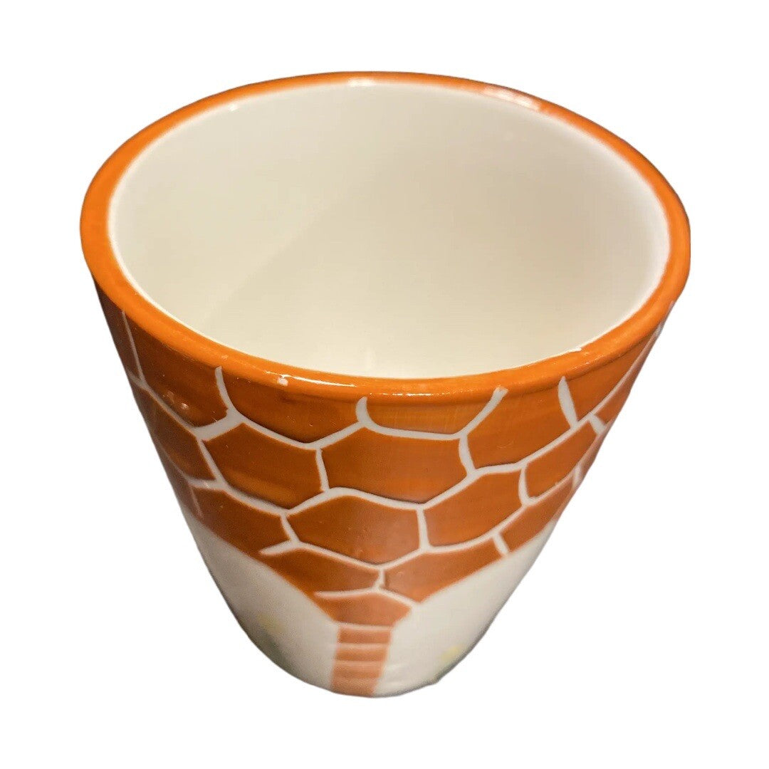 Hand Painted 3D Giraffe Handle Ceramic Coffee Mug Animal Orange Print Tea Cup