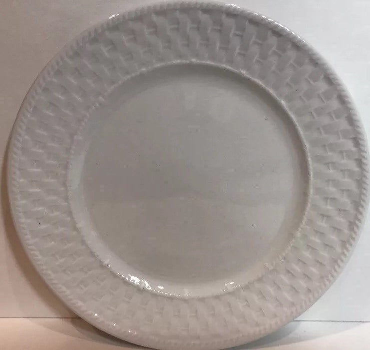 Oneida Wicker Set of 4 Salad Plates White Basketweave Stoneware