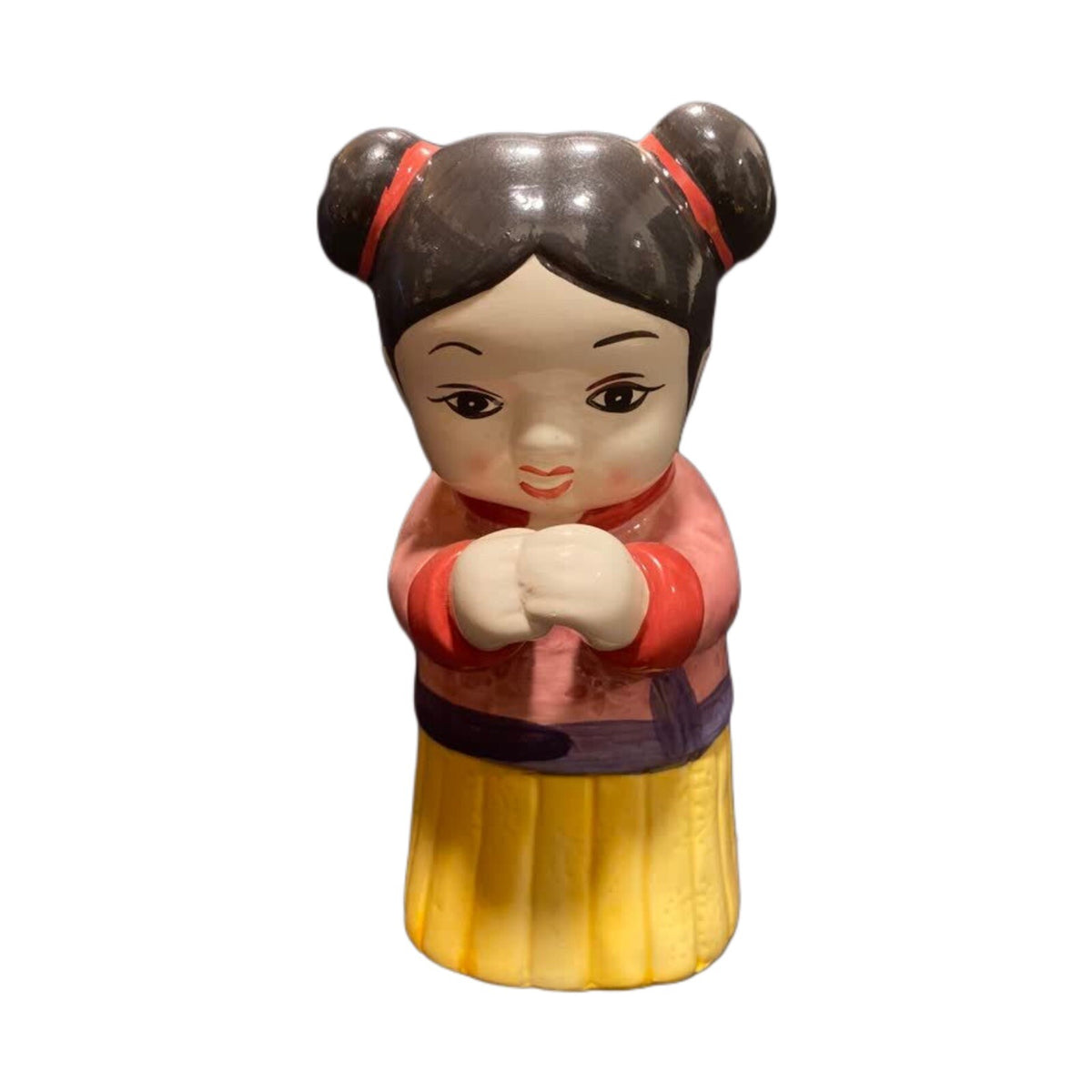 Tiki Figural Ceramic Statue Traditional Chinese Girl Holder Planter Vase Incence