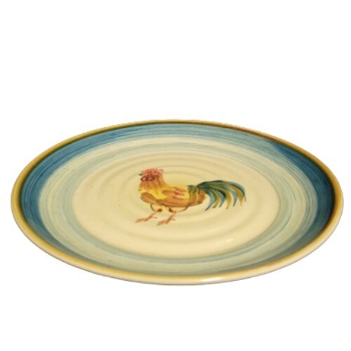 Gibson Designs Ocean Dream Rooster Dinner Plates Set of 4 10 7/8” D Blue Rim