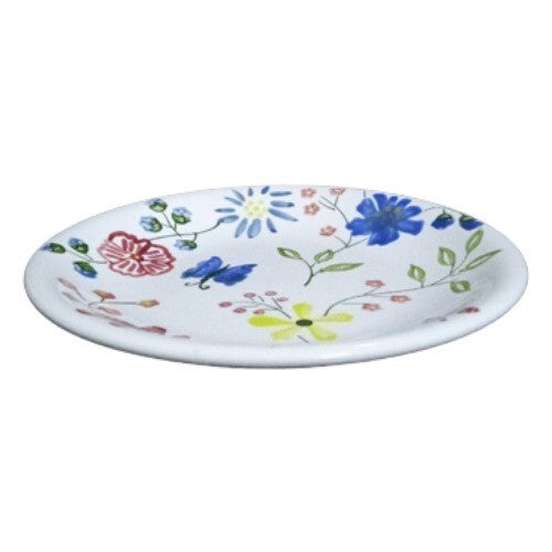 Gibson Designs ALISHA 4-Salad Plates 8 ¼”D Ceramic White Flowers Butterflies