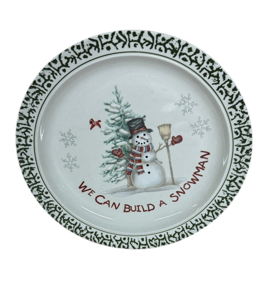 Vintage Christmas We Can Build A Snowman 6- Dinner Plates 1- Serving Platter