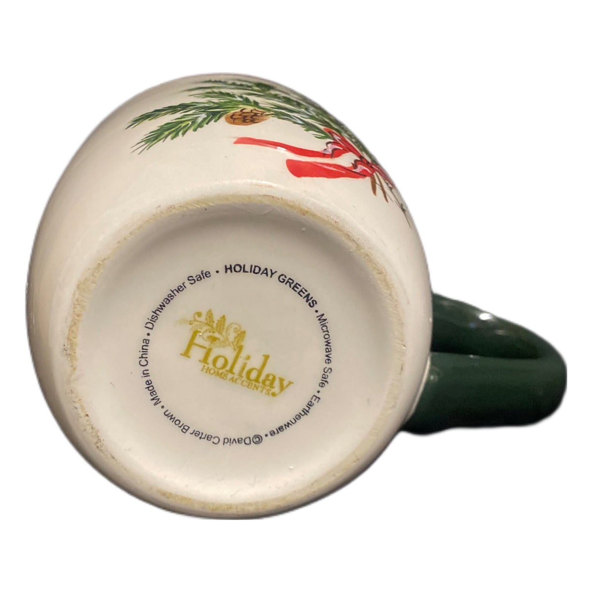 Sakura Holiday Greens 4-Mugs Red Green Plaid Border Coffee Tea  Stoneware Cup
