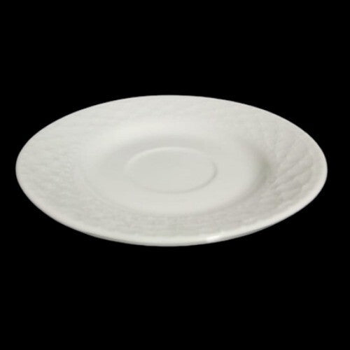 Gibson Designs ROYAL QUILT 4-Saucers 6 ¼” D Ceramic Embossed White Dish Plates