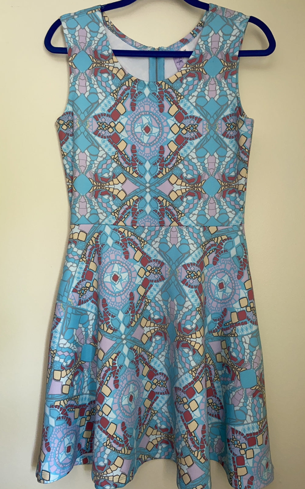 Alya Skater Short Dress Women Sleeveless Teal Blue Flare M