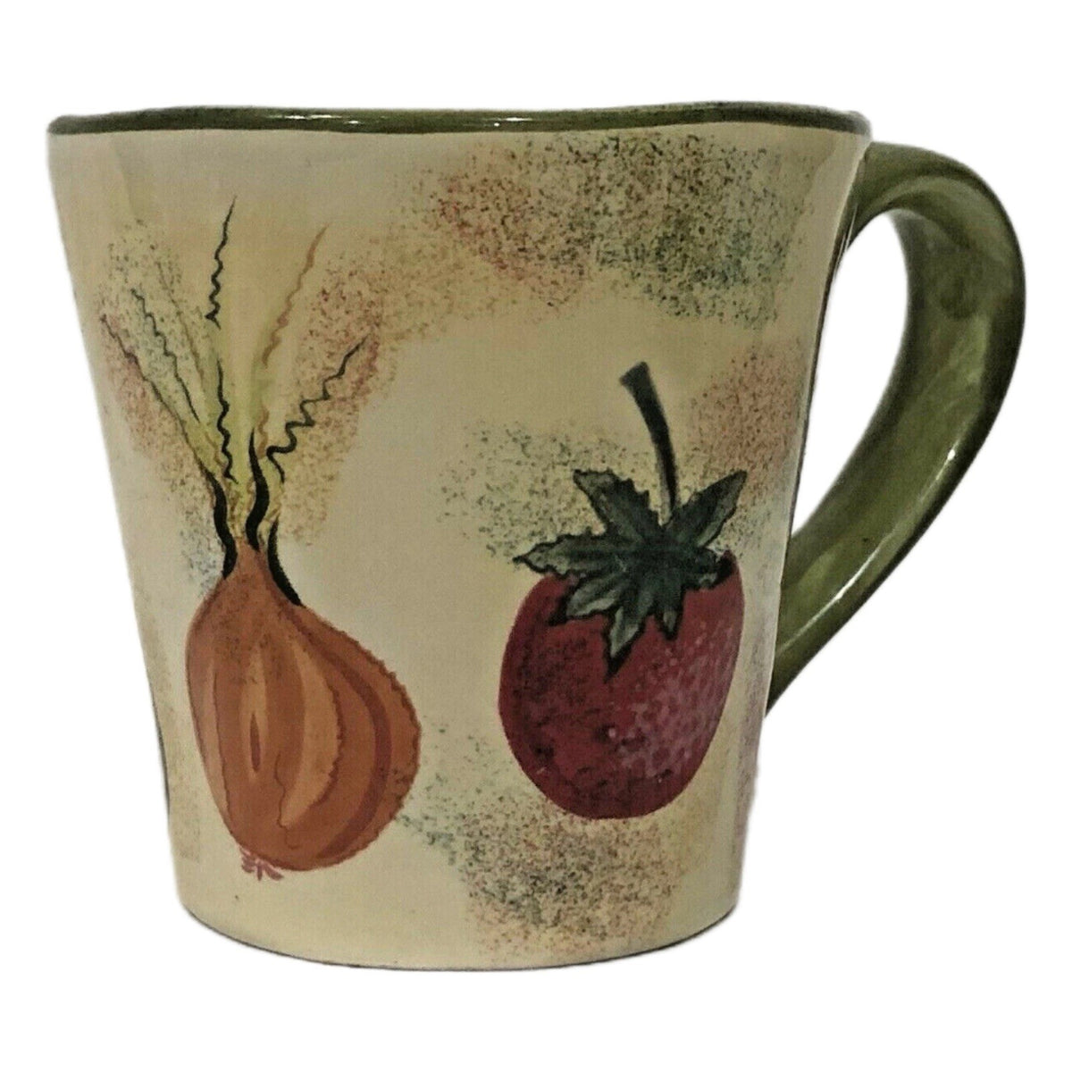 Home Tuscan Vegetables Mug • Stoneware Coffee Cup • Onion Tomato Design