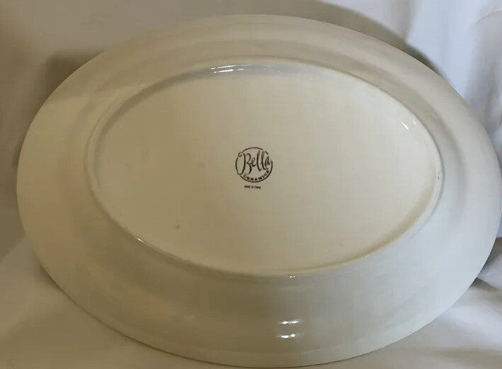Bella Ceramica ALFRESCO Oval Serving Platter Hand Painted Fruits 14 3/4”D