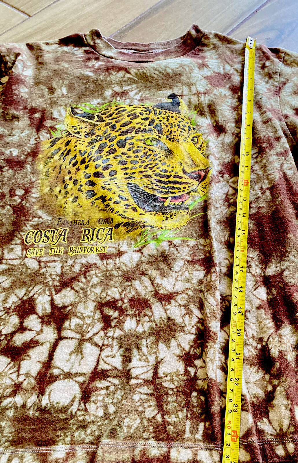 Costa Rica Natural Pura Vida Men's Lg. T-Shirt Top Panthera Onca Save The Forest