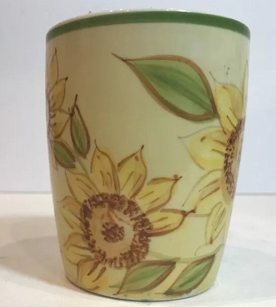 Gibson Designs 4-Mugs SUNFLOWERS Yellow Floral Ceramic Coffee Tea White Cup