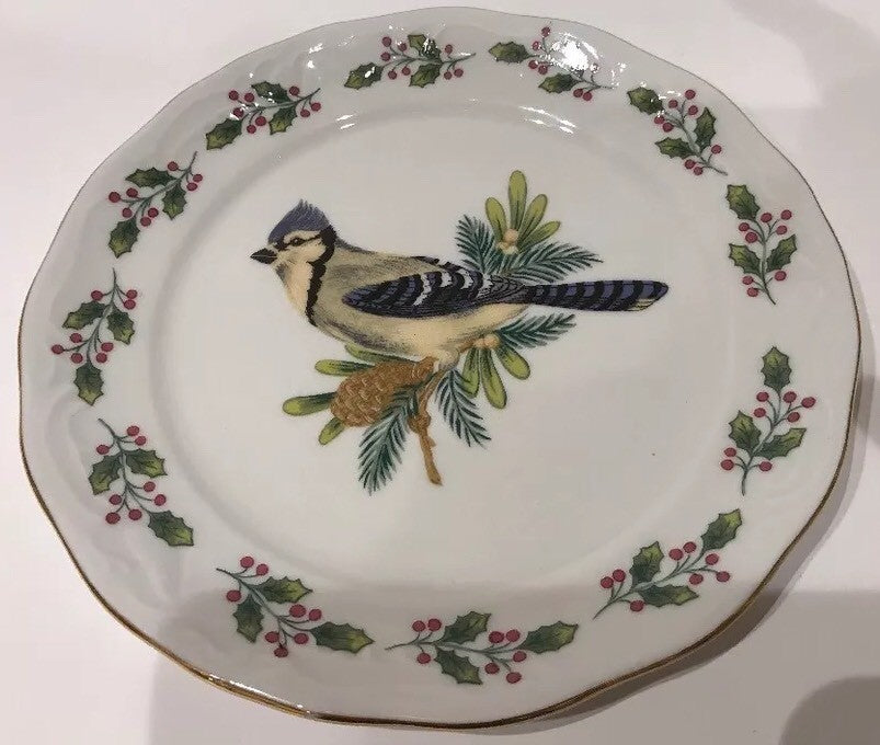 Gibson "SONGBIRDS" 1-Dessert/Bread & Butter Holiday Holly Berries Plate 6 3/4"D