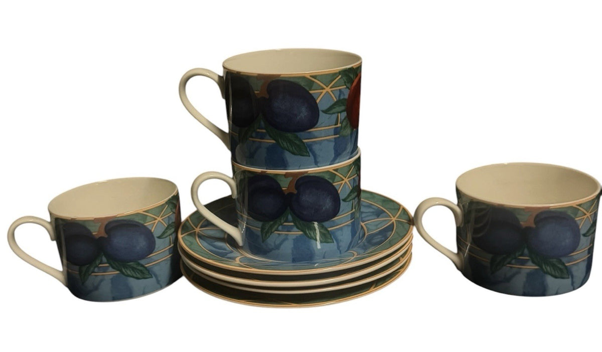 Victoria & Beale Forbidden Fruit 9024 8 Piece Set 4 Cups 4 Saucers Porcelain