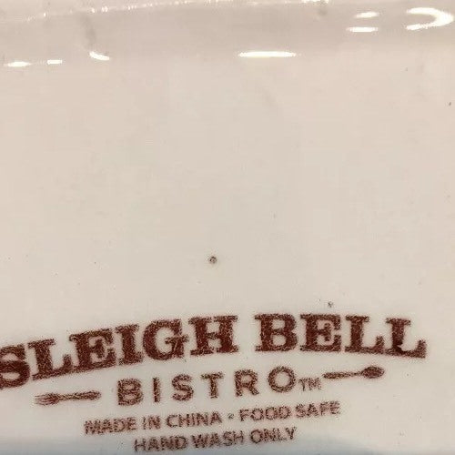 Sleigh Bell Bistro Ceramic Cookie Candy Jar Present Shape Aqua Red Bow Holiday