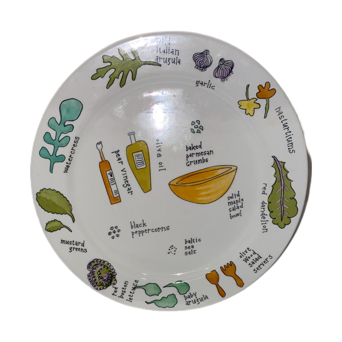 URSULA DODGE SALAD DAYS 4 Luncheon Plates Signature Housewares Salad Dish 9 1/8"