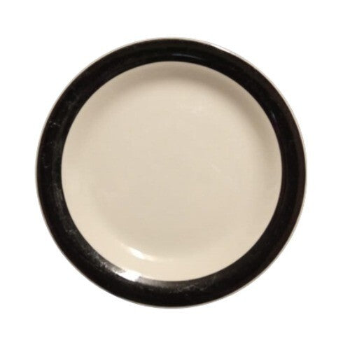 Gibson Designs BELAGIO 2-Bread & Butter Plates 7"D White Dessert Dish Black Band