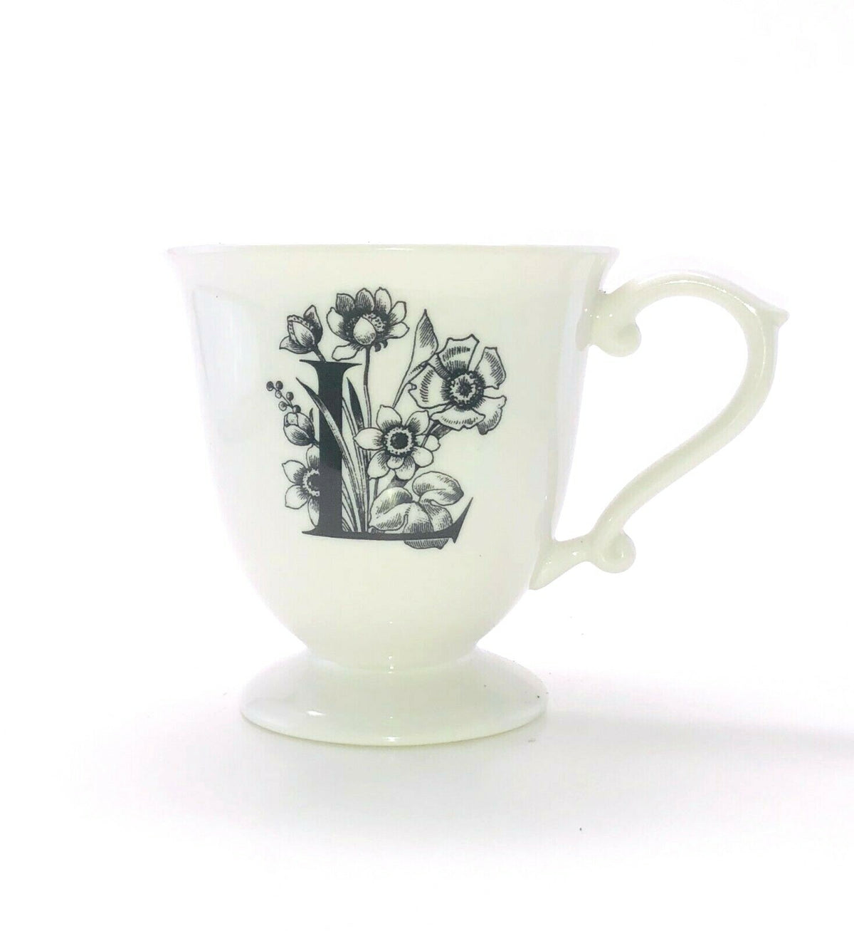 Anthropologie Monogram Pedestal Coffee Mug Personalized Name Cup Initial 