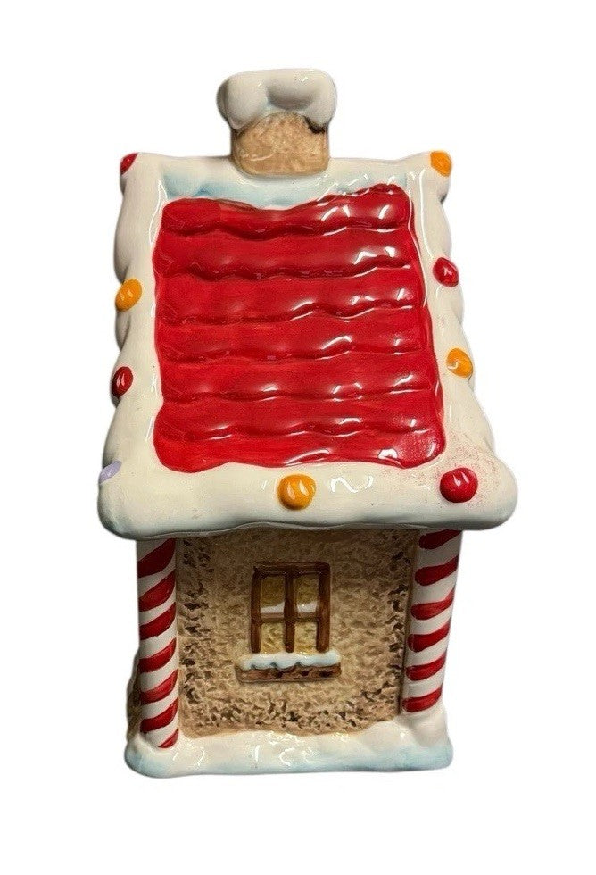 Sleigh Bell Bistro Gingerbread House Ceramic Cookie Jar Christmas Decor
