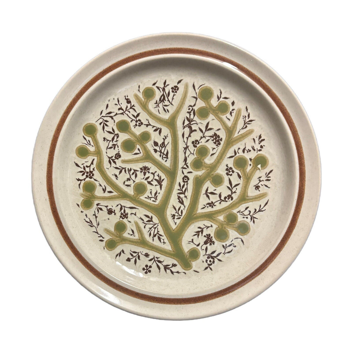Noritake GREEN TREE 5-Salad Plates Japan Prima-Stone 8328 Dessert Appetizer Dish