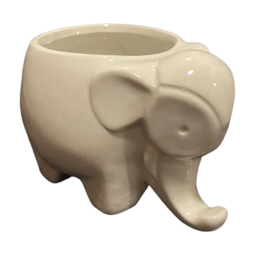 Elephant Shape Planter Greyish White Ceramic Pot Cactus Flower Home Balcony Desk