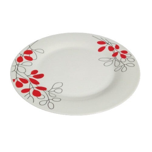 Gibson SCARLET LEAVES 4-Dinner Plates 10 ¾" Floral Ceramic