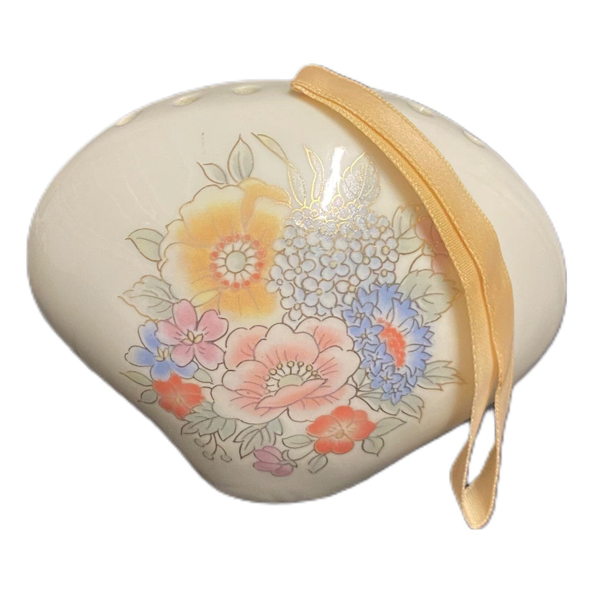 Vintage Ceramic Potpourri Pomander Freshener Floral Fragrance Seashell Shape