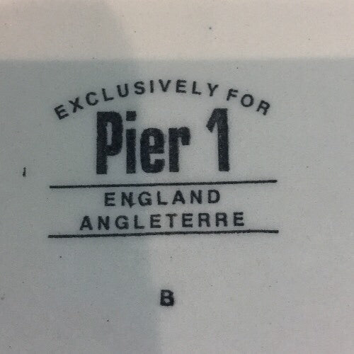 Pier 1 Imports England Set of 2 Dinner Plates Geometric Border 10 5/8”D