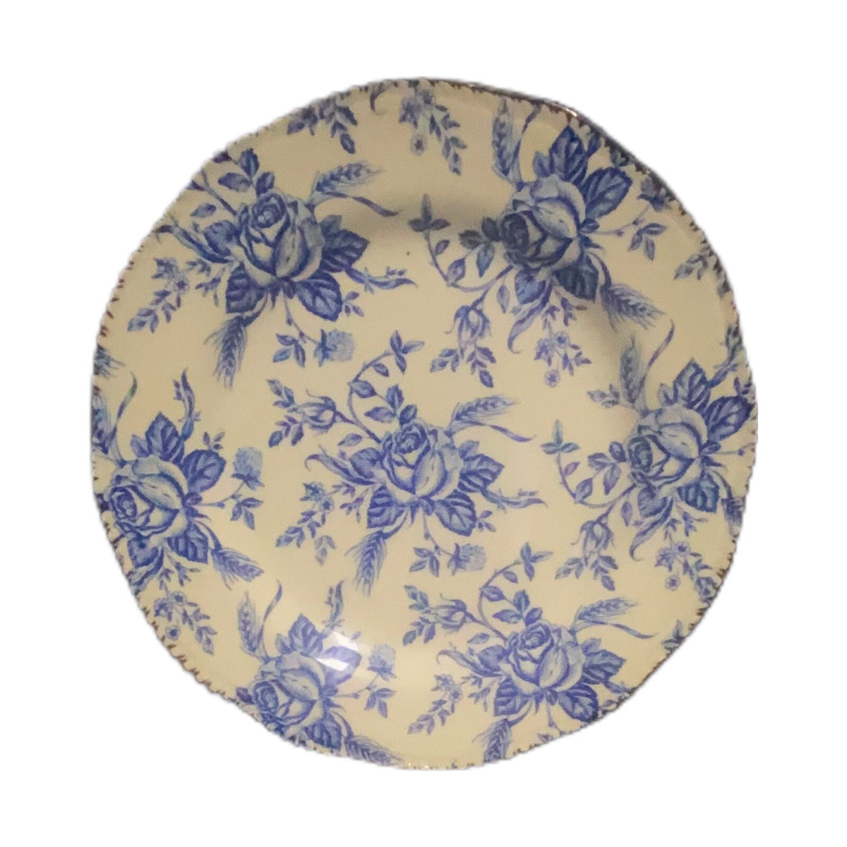 Wood & Sons 5-Salad Plates COLONIAL ROSE Blue Scalloped England Dessert Dish